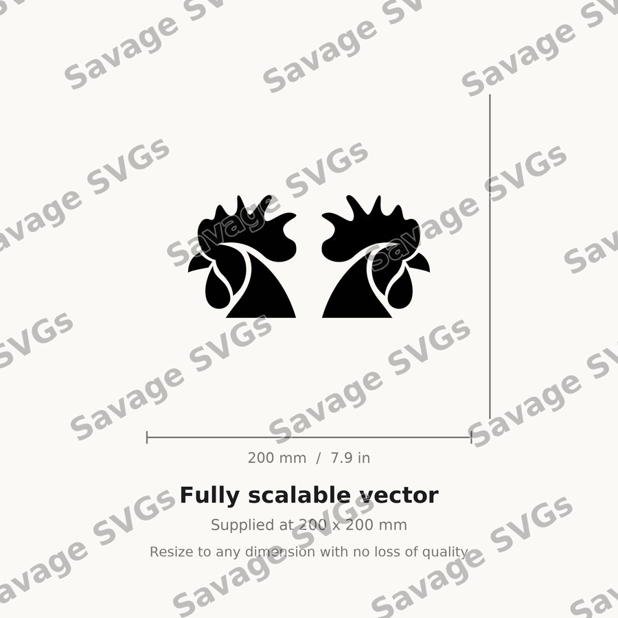 Rooster Heads Pair