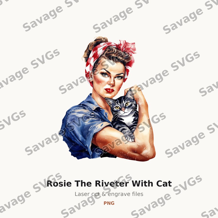 Rosie The Riveter With Cat