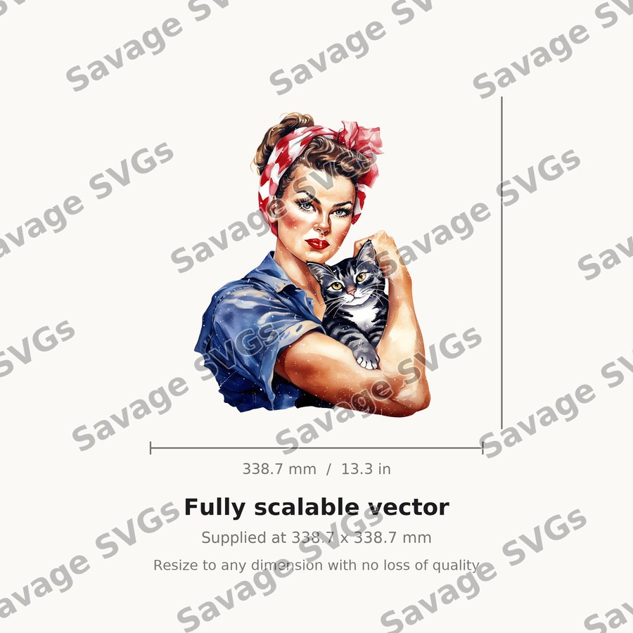 Rosie The Riveter With Cat