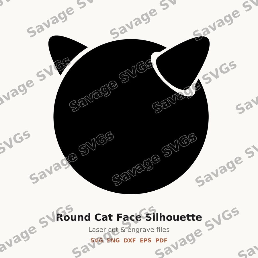 Round Cat Face Silhouette