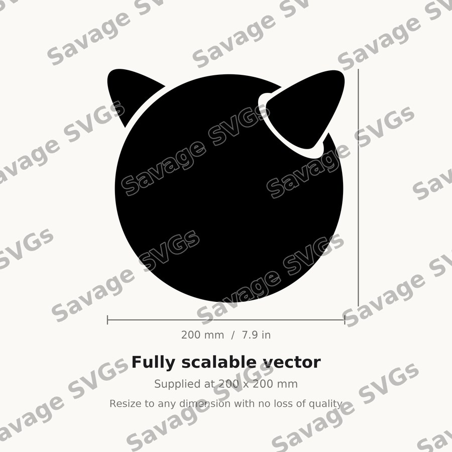 Round Cat Face Silhouette