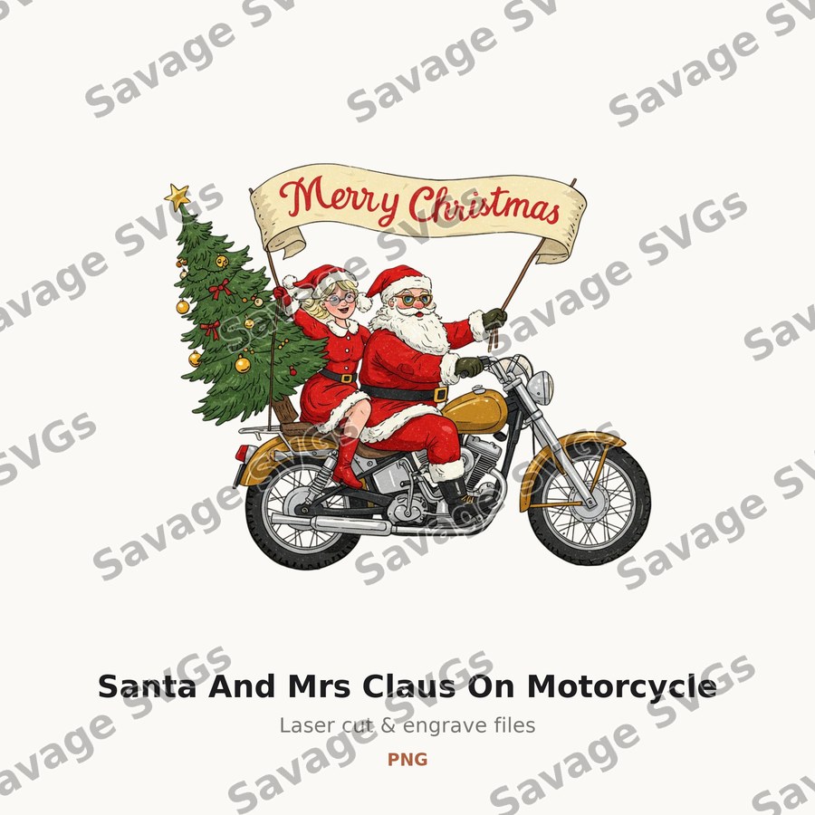 Santa And Mrs Claus On Motorcycle
