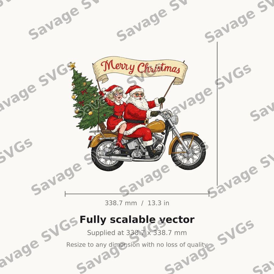 Santa And Mrs Claus On Motorcycle