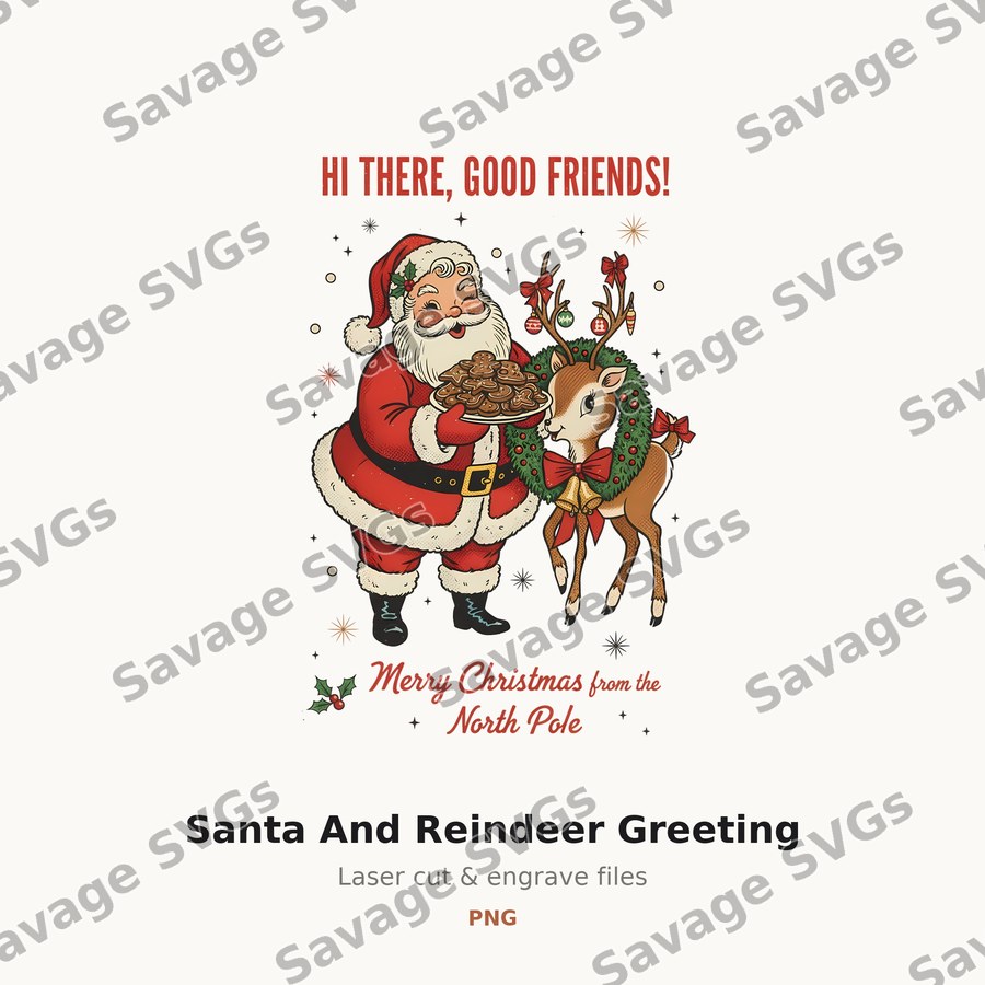 Santa And Reindeer Greeting