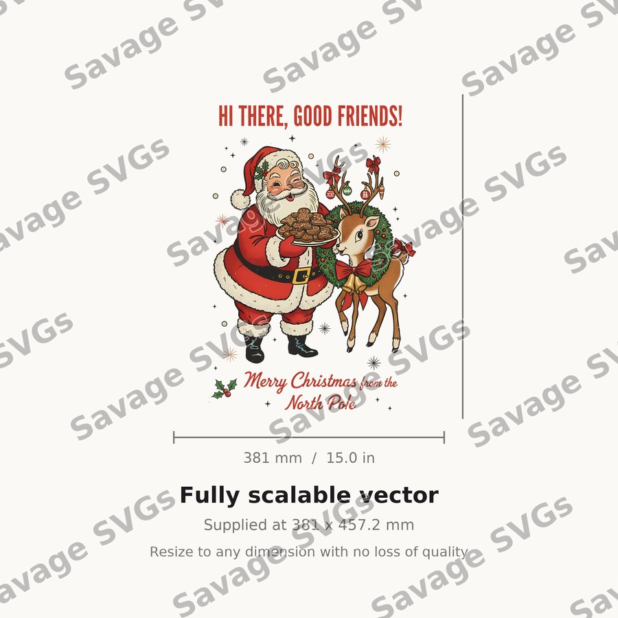 Santa And Reindeer Greeting