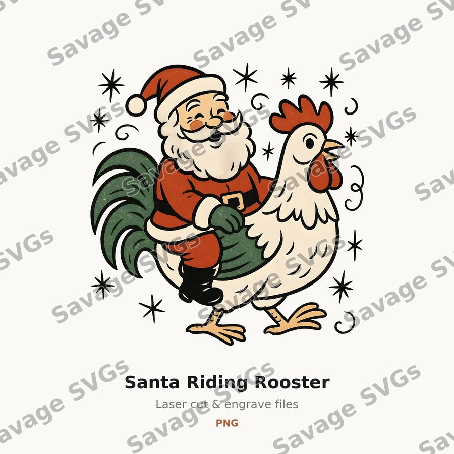 Santa Riding Rooster