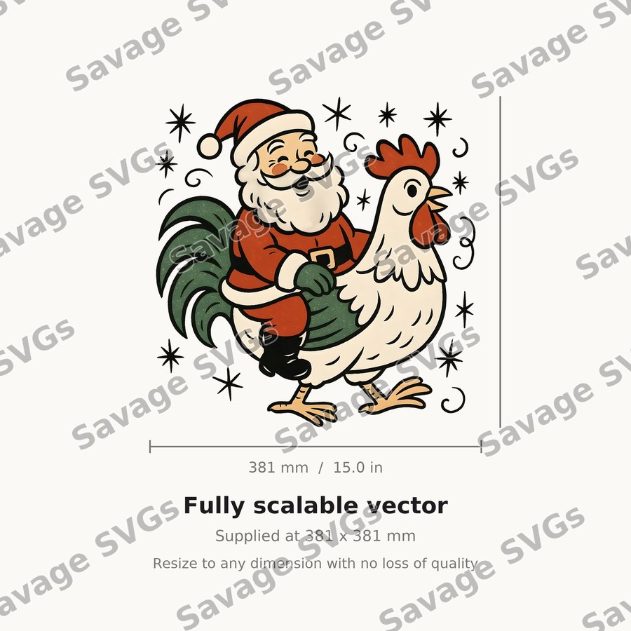 Santa Riding Rooster