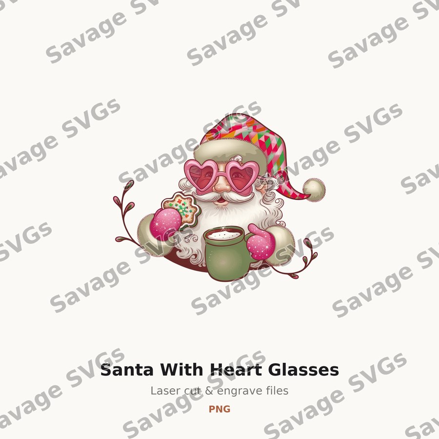 Santa With Heart Glasses