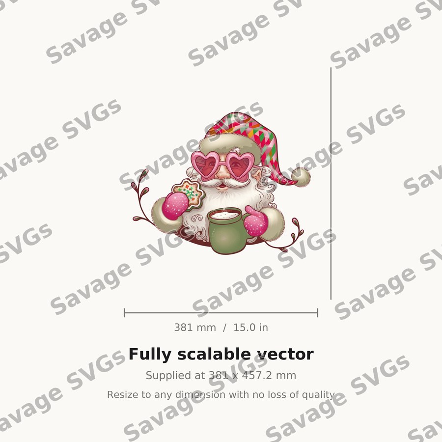 Santa With Heart Glasses