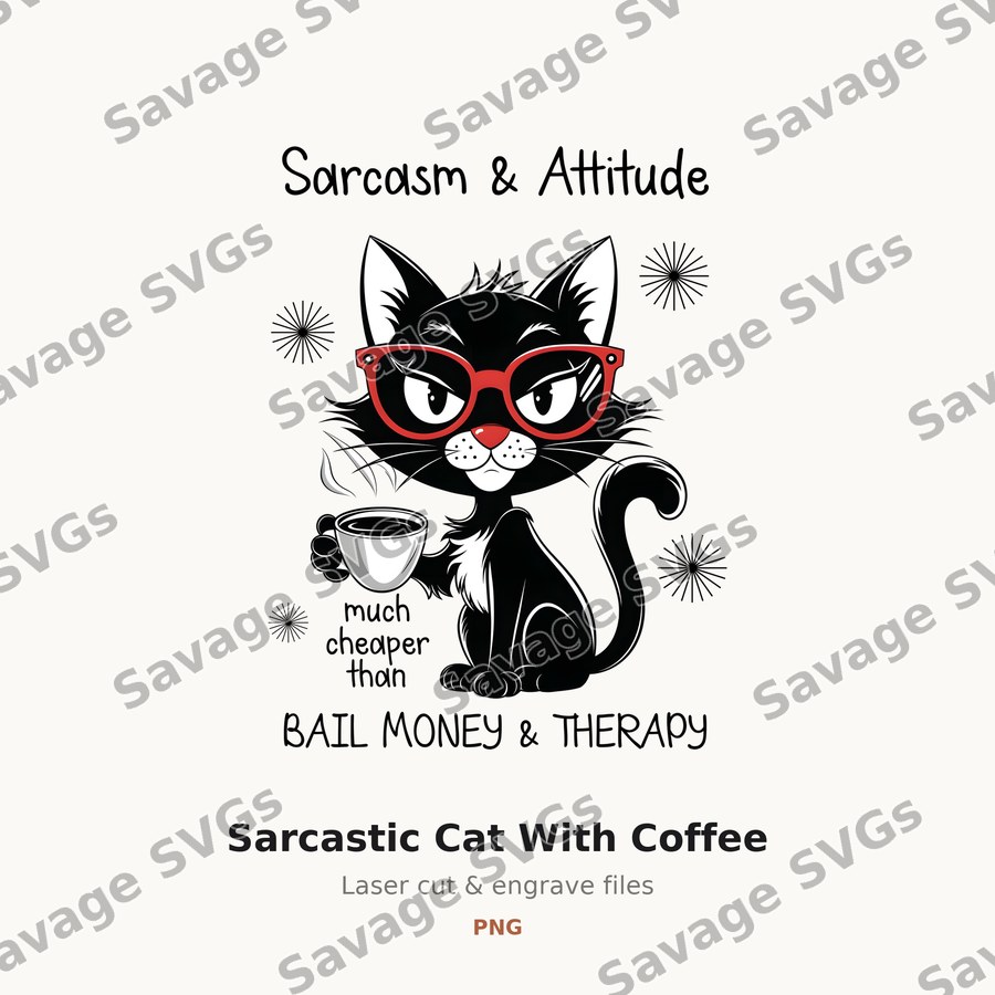 Sarcastic Cat With Coffee