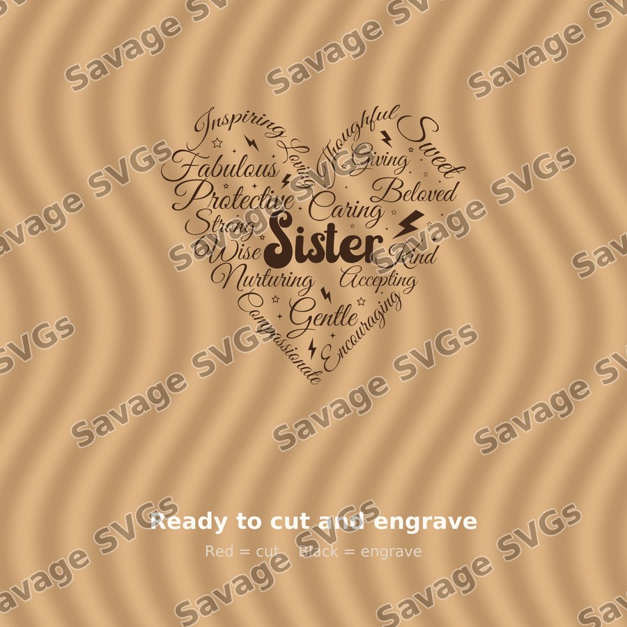 Sister Heart Word Art