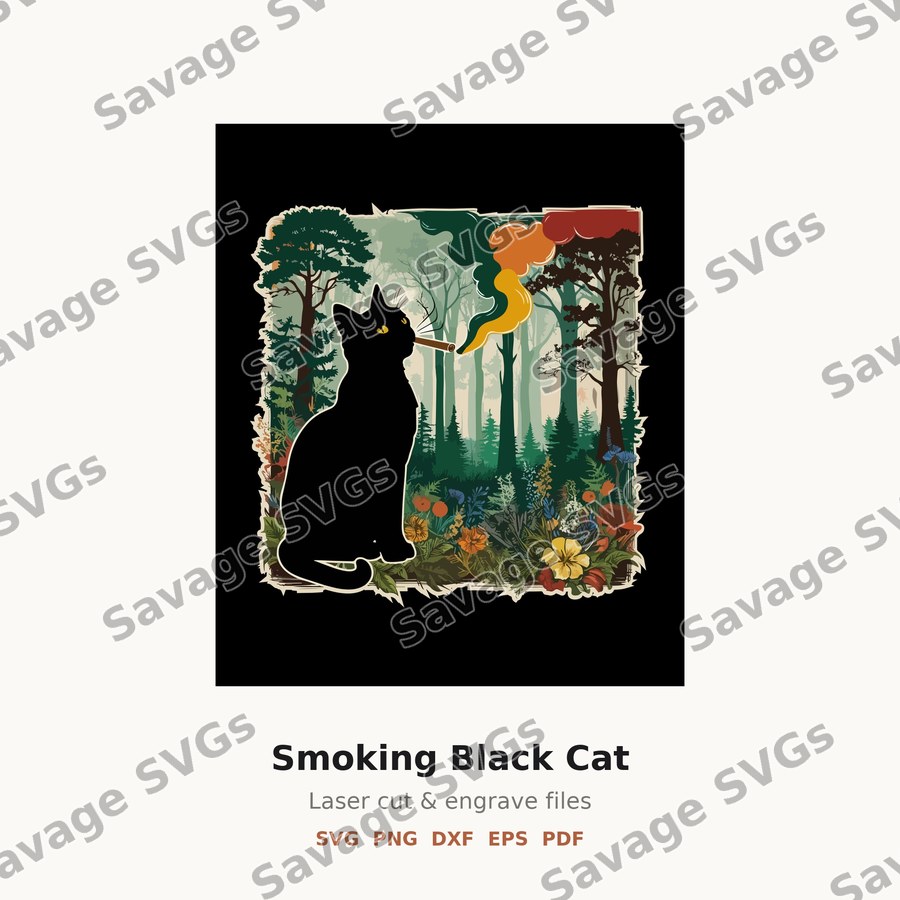 Smoking Black Cat