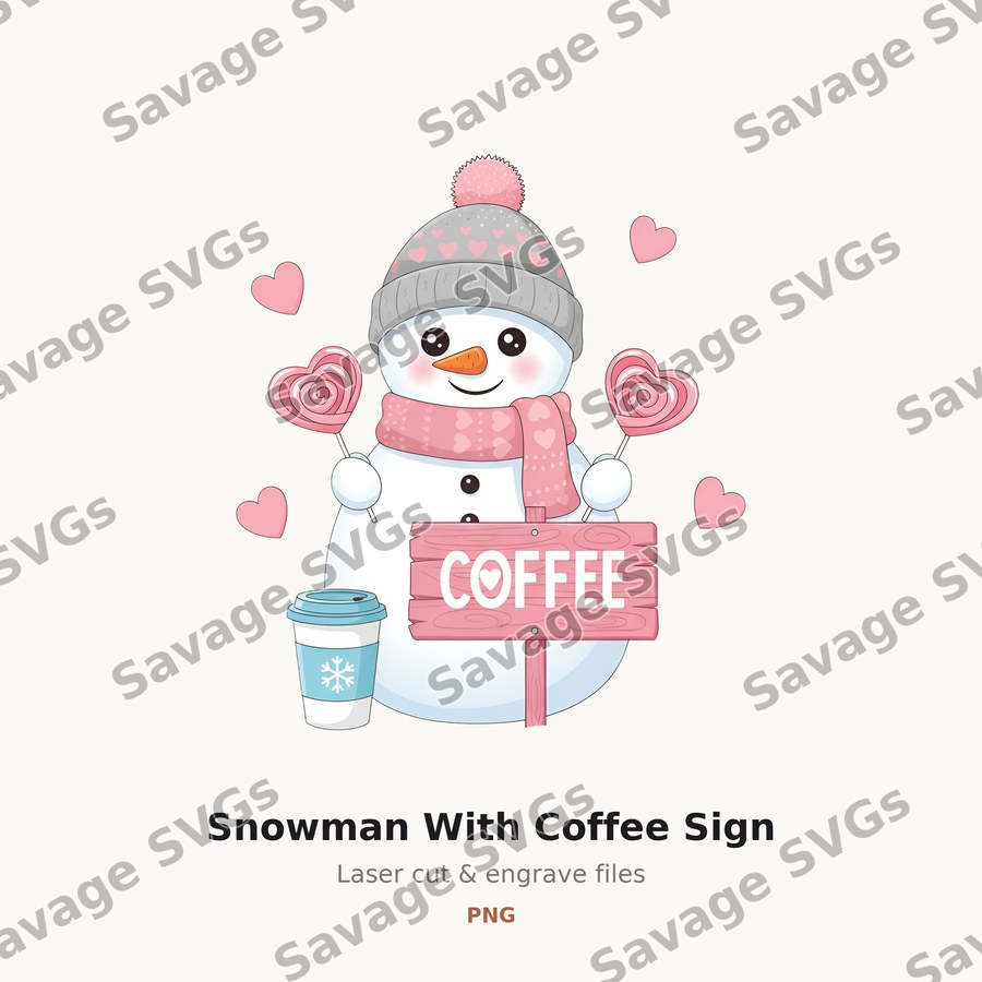 Snowman With Coffee Sign