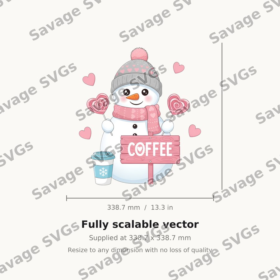 Snowman With Coffee Sign