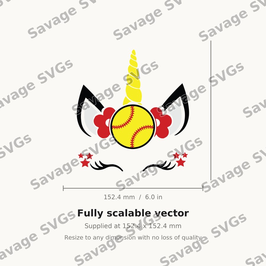 Softball Unicorn Face