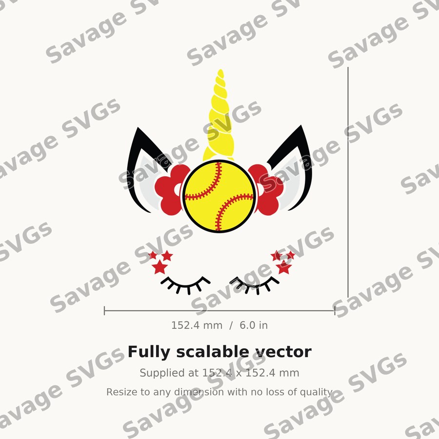 Softball Unicorn Face