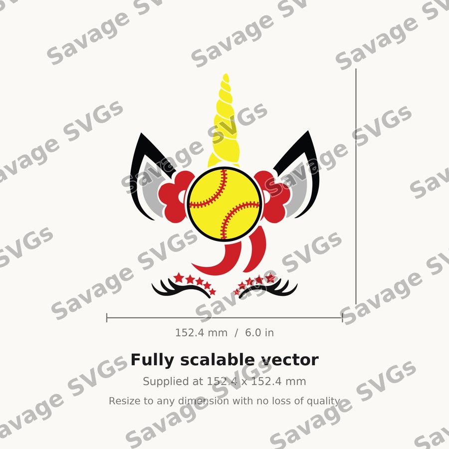 Softball Unicorn Face