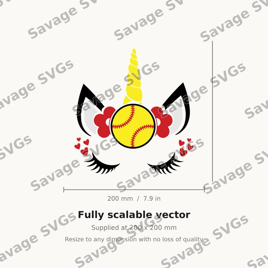 Softball Unicorn Face