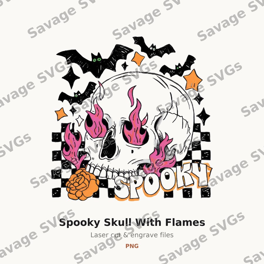 Spooky Skull With Flames