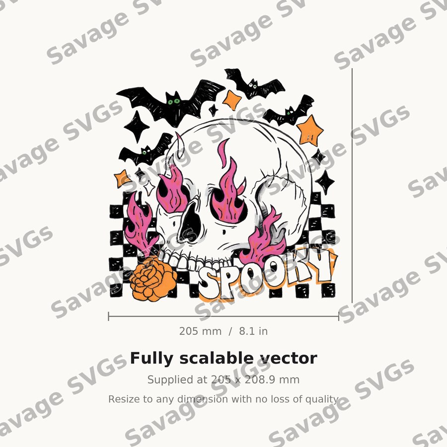 Spooky Skull With Flames