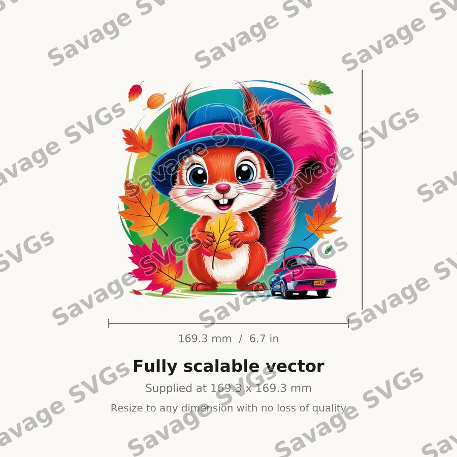 Squirrel In Hat With Leaf