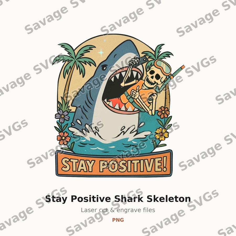 Stay Positive Shark Skeleton