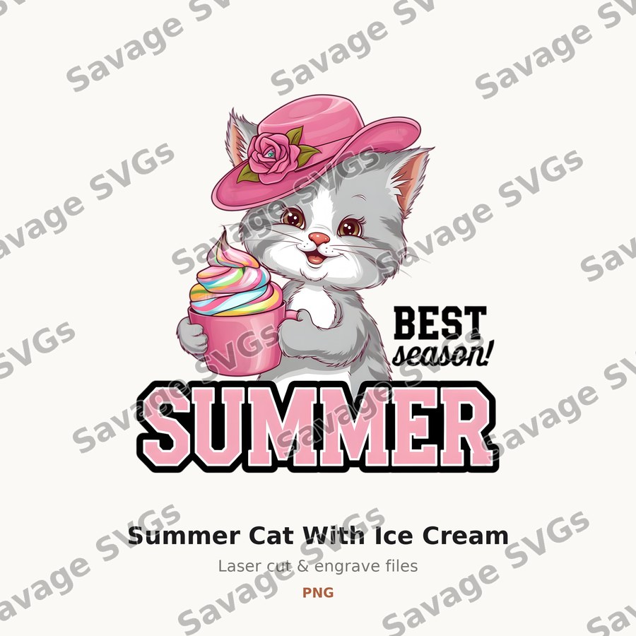 Summer Cat With Ice Cream