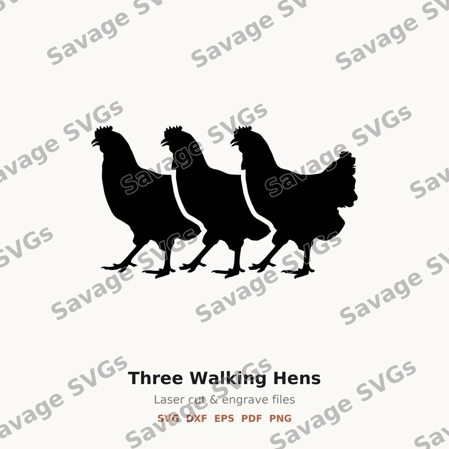 Three Walking Hens