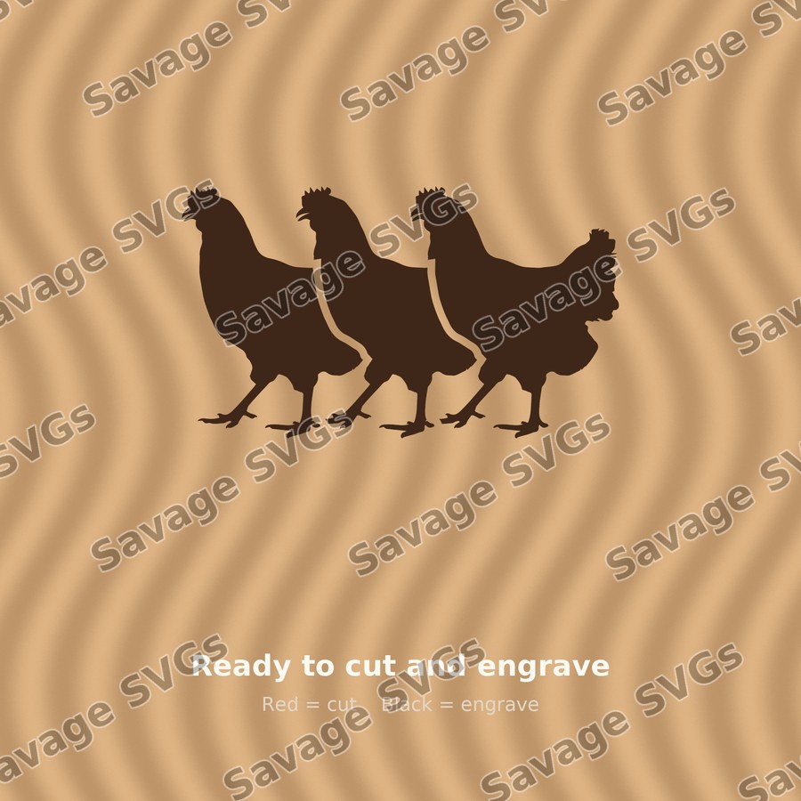 Three Walking Hens