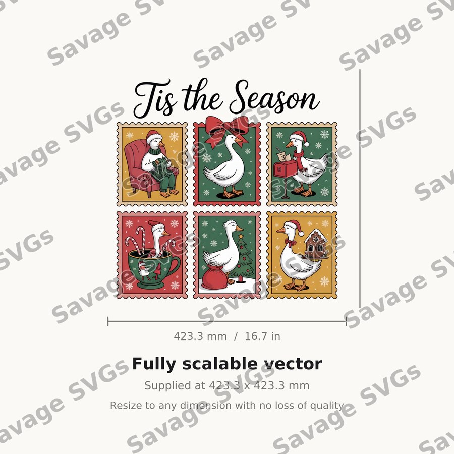 Tis The Season Goose Stamps