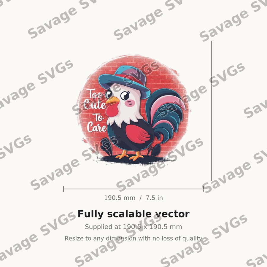 Too Cute To Care Rooster