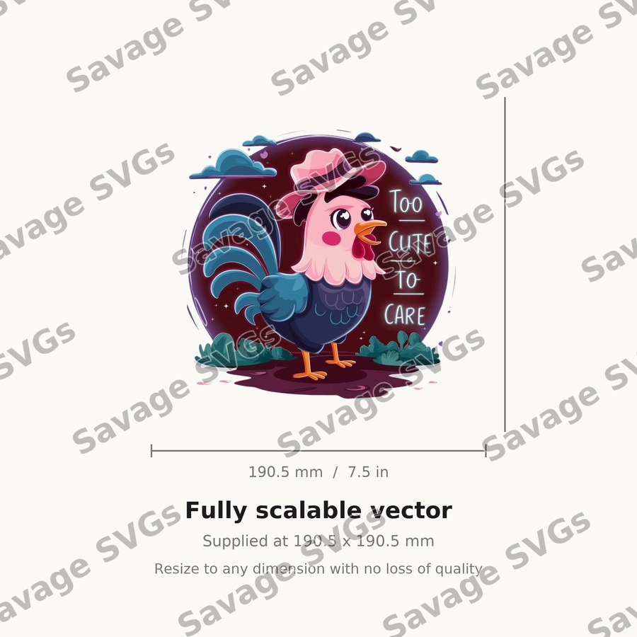 Too Cute To Care Rooster