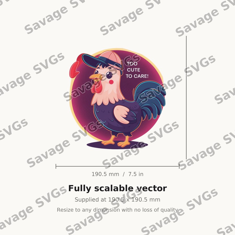 Too Cute To Care Rooster