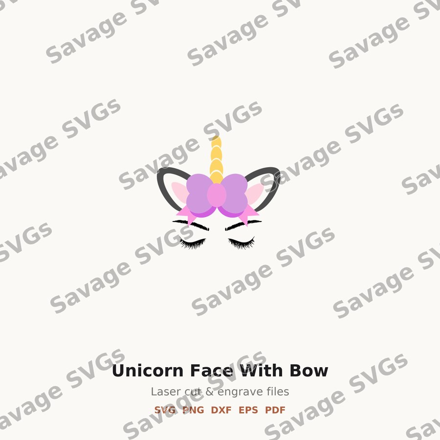 Unicorn Face With Bow