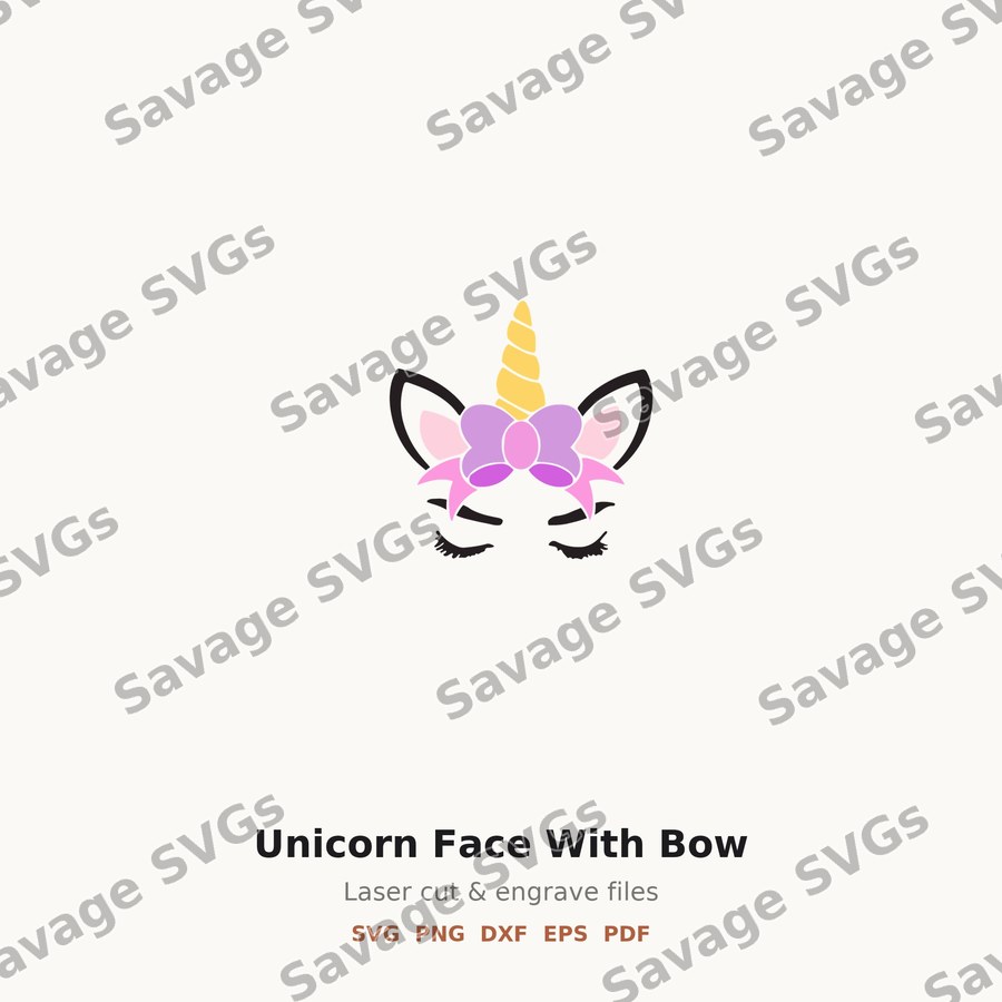 Unicorn Face With Bow