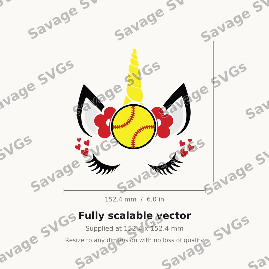 Unicorn Softball Face