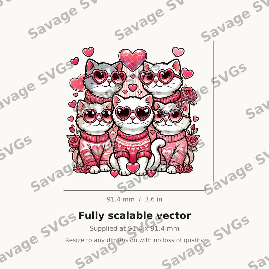Valentine Cats In Sweaters