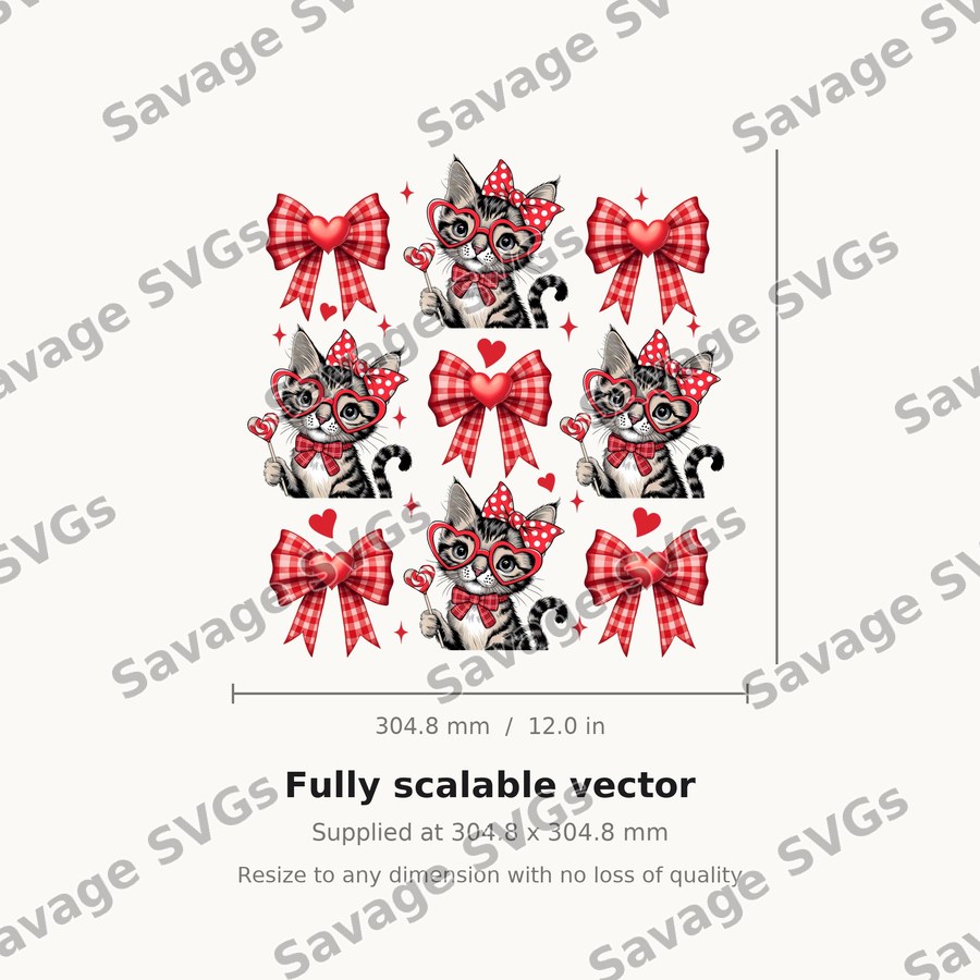 Valentine Kitten With Gingham Bows