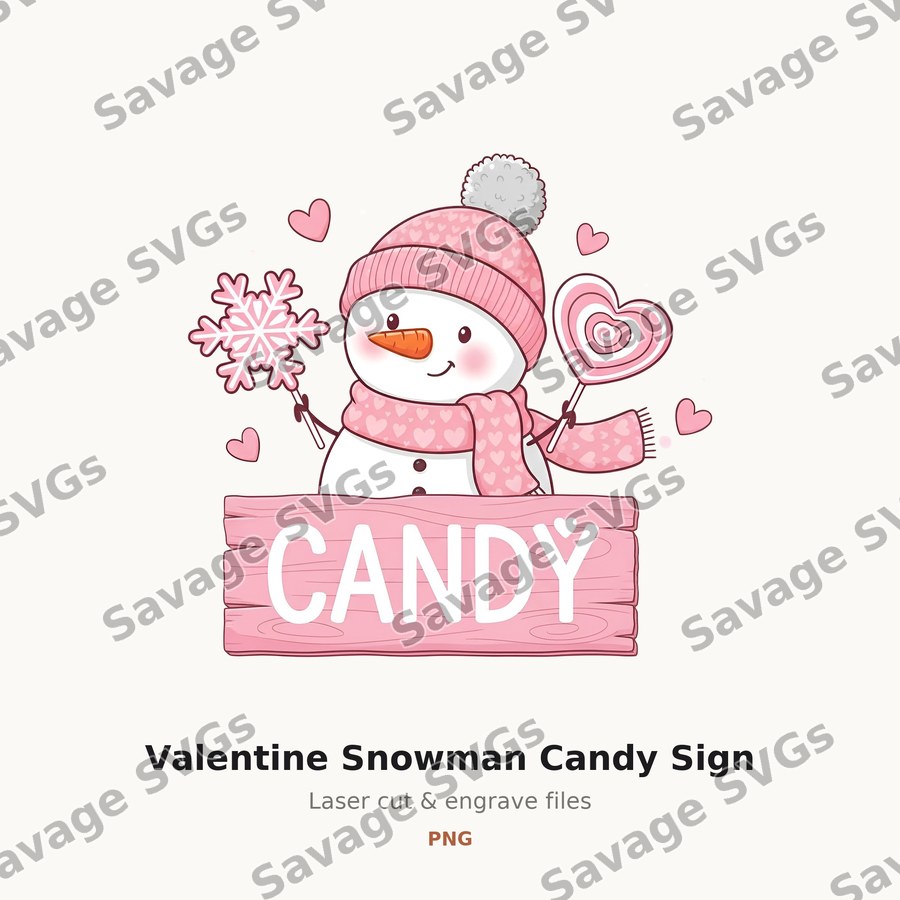 Valentine Snowman Candy Sign