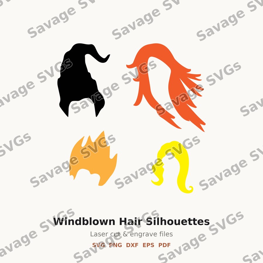 Windblown Hair Silhouettes