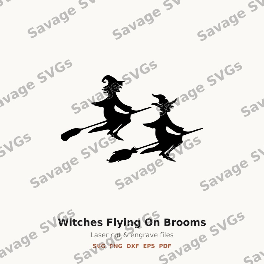 Witches Flying On Brooms