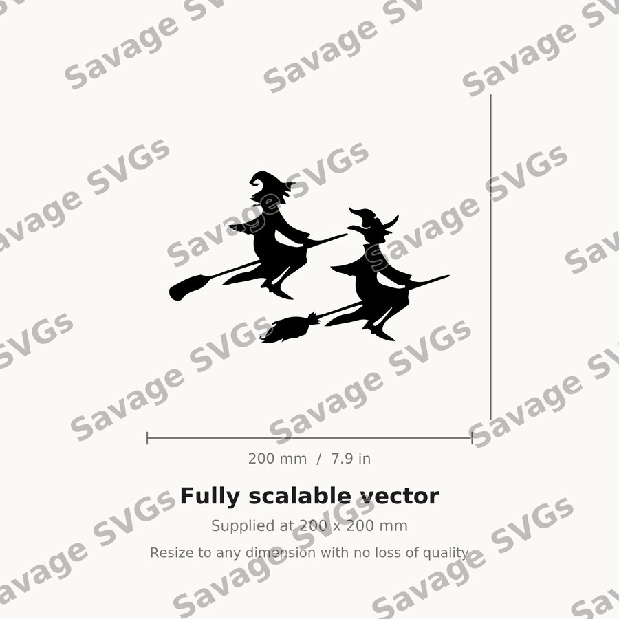 Witches Flying On Brooms
