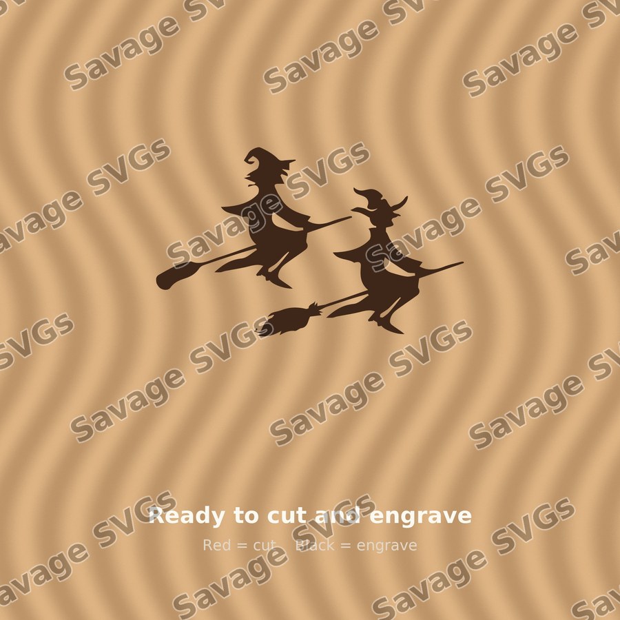 Witches Flying On Brooms